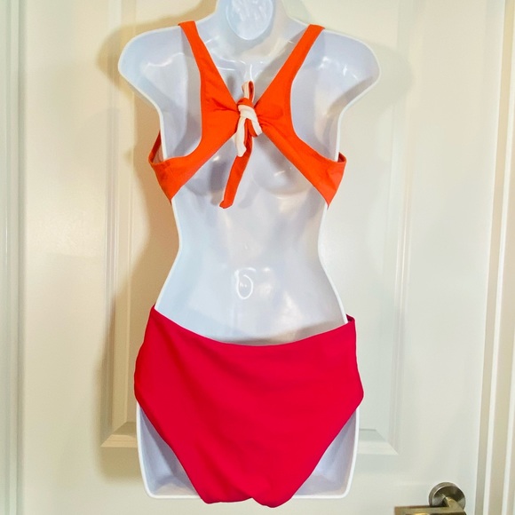 Orange & Hot Pink ColorBlock One Piece Bikini 8 - Picture 7 of 10